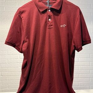 Hollister Men's Burgundy Polo Shirt